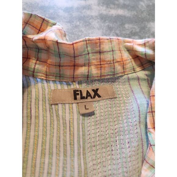 NWOT Flax brand linen button down multi color striped jacket sz Large - Picture 2 of 4
